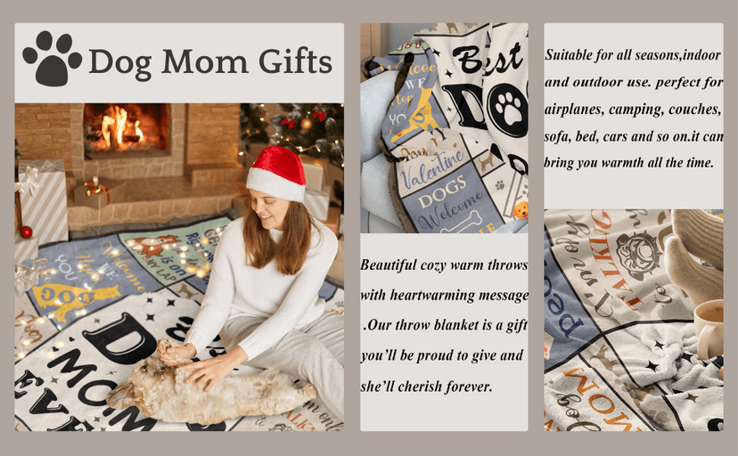 XALAZY Dog Mom Gifts for Women Blanket 50" X 60", Dog Mom Gifts for Dog Lovers& Owners, Best Dog Blanket Throw