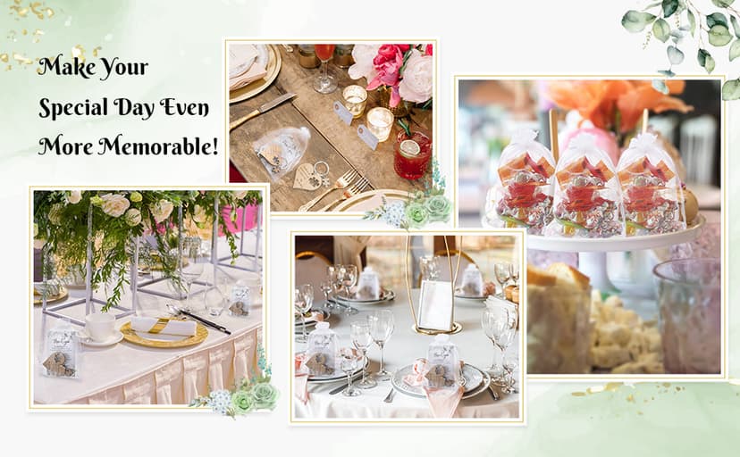 Wedding Favors for Guests Wood Heart Puzzle Keychains Thank You Cards Gift Bag Bridal Shower Souvenir Gifts(50 Sets)