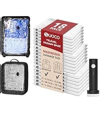 SUOCO 20 Combo Vacuum Storage Bags with Electric Pump, (4 Jumbo/4 Large/6 Medium/6 Small) Travel Clothes Space Saver Bags, Vacuum Seal Bags for Luggage Clothing Pillows Comforters Blankets