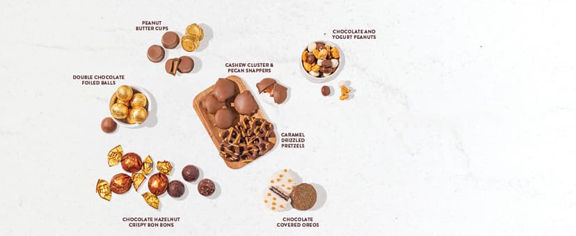 Holiday Chocolate Gift Basket- Thanksgiving and Christmas Nut and Candy Gift Box for Men, Women, Families, Corporate- Bonnie and Pop