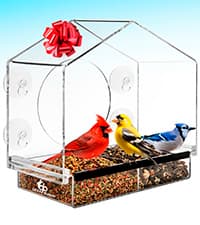 Window Bird Feeder with Strong Suction Cups - Gifts for Grandma Bird Watching Gifts for Grandpa Backyard Birding (Large House)