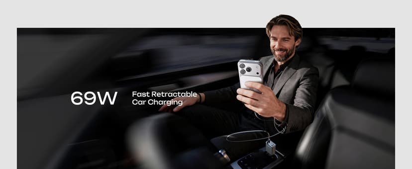 LISEN Retractable Car Charger, 69W USB C Car Accessories Adapter for iPhone 17 USB C Charger Fast Charging, Gifts for Women Men, Travel Essentials, for iPhone 17 Pro Max Air 16 15 14 13 12 Samsung S25