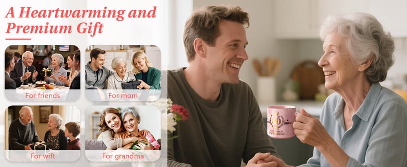 Biching 80th Birthday Gifts for Women, 14oz Pink Coffee Mug with Gold Pattern, Best Gifts for 80 Year Old Grandma, Mom, Sister, Friend, Fabulous 80 Limited Edition, 1943 Birthday Gifts for Women.