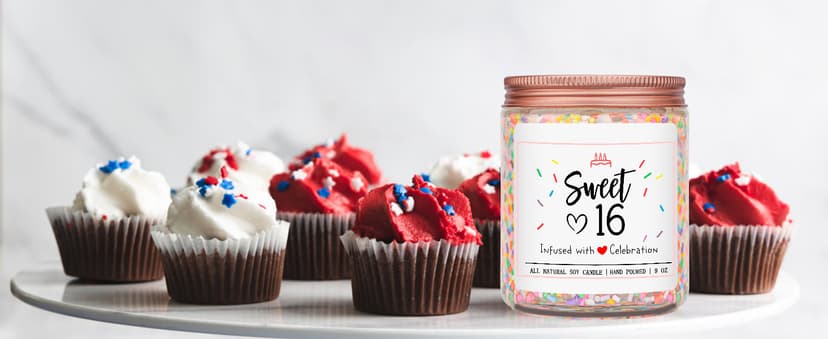 Homsolver 16th Birthday Gifts for Girls, Vanilla Cream Scent Best Ideas Birthday Presents for Daughter, Friends, Sister, Handmade Aromatherapy Candle Decorations