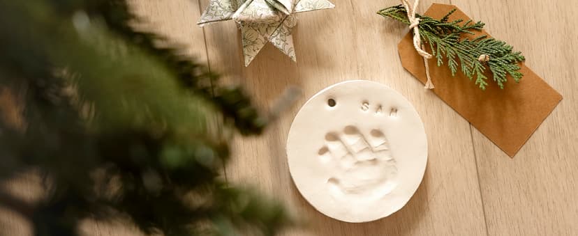 Baby Hand and Footprint Kit Girls, Boys - Personalized Baby’s First Christmas Ornament Kit, Newborn Christmas Gifts for New Mom, Cute Shower Gifts, Easy to Use Handprint Ornaments(Gold Paint, Cherish)