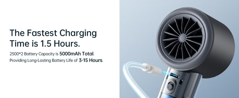 JISULIFE Handheld Fan Pro Series - Extreme Cooling Output: 1-100 Speed Scroll Wheel, Metal Body, Digital Display, 1.5H Fast Charge, 5000mAh-Portable Fan for Travel Outdoor, Gifts for Women Men(Grey)