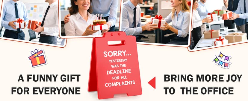 Funny Office Decor Christmas Boss Gifts for Women Men White Elephant Gag Gifts for Female Male Boss Lady Manager Supervisor Coworkers, Nurses Teacher Principal Xmas Gift Cubicle Accessories Red Sign