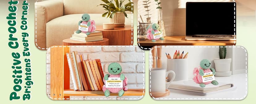 HEXMOZ Christmas Teachers Gifts for Women, Daycare, Preschool, Kindergarten - Thank You for Helping Me Grow Appreciation Gift Ideas - Cute Handmade Turtle Crochet Emotional Support with Positive Card
