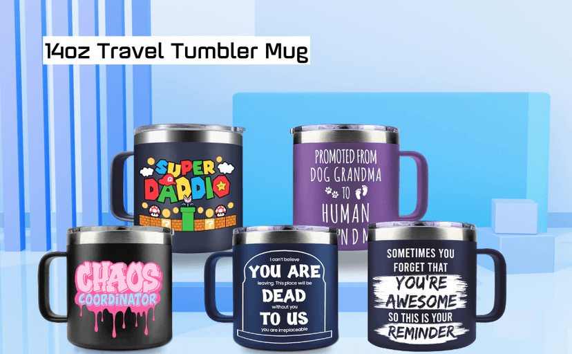 Gossby 14oz Super Daddio Travel Coffee Mug Tumbler - No. 1 Dad Nutrition Facts - Christmas, Fathers Day, Birthday Gift for Dad from Daughter Son Kid - Insulated Stainless Steel Cup with Handle