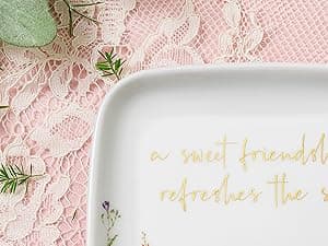 Crisky Jewelry Ring Dish for Women Christian Gifts Trinket Tray Inspirational Friendship Gifts for Friend Birthday Jewelry Tray for Her Sisters Besties Verse: Sweet Friendship –Proverbs 27:9