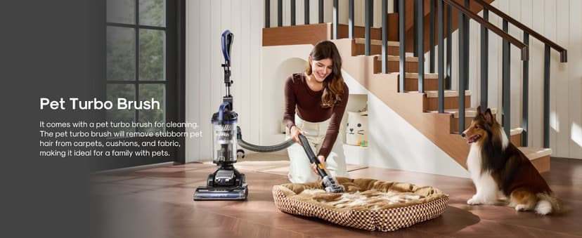 Eureka Upright Vacuum Cleaner for Carpet and Hard Floor,Powerful Vacuum with Dual Cyclone Suction,Swivel Steering,Anti-Tangle,Large Dust Cup,NEU612BL, Blue