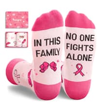 HAPPYPOP Cancer Awarenesss Gifts - Women Men Socks for Breast Cancer Survivor Chemo Patient