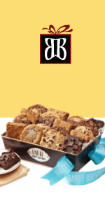 Broadway Basketeers Happy Birthday Gift Baskets for Prime Delivery Gourmet Cookie Gifts Box with Brownies, Individually Wrapped Edible Care Package for Men, Women, Husband, Wife, Mom, Dad, Families