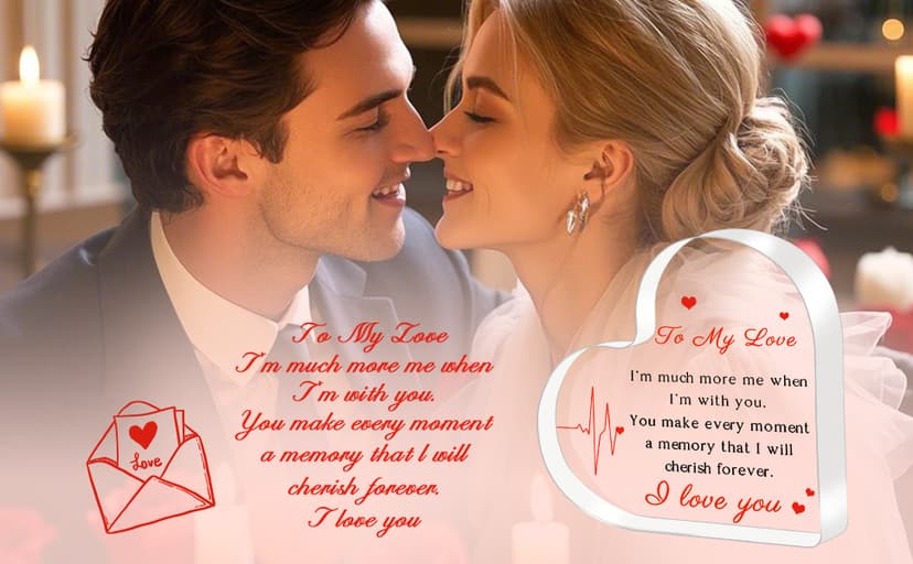 Gifts for Her/Him, Girlfriend Boyfriend Gifts - Engraved Acrylic Plaque 4 x 4 Inches, Anniversary Christmas Valentine's Day Birthday Gifts for Girlfriend Boyfriend Husband Wife