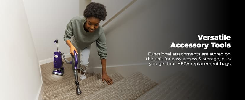 Kenmore BU4018 Intuition Bagged Upright Vacuum Lift-Up Carpet Cleaner 2-Motor Power Suction with HEPA Filter,3-in-1 Combination, Upholstery Tool for Hardwood Floor, Pet Hair, Purple