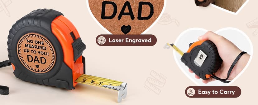 Gifts for Dad Birthday Christmas Dad Gifts from Daughter Son, Xmas New Dad Daddy Father Presents Useful Stuff, Best Dad Ever Gift, Father in Law Gift, Genuine Leather Engraved 25 FT Tape Measure Tools