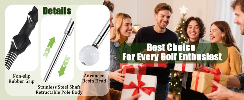 Retractable Golf Swing Training Aid, Golf Grip Trainer for Warm Up, Click Feedback Golf Swing Trainer for Improving Hitting Strength & Tempo, Ideal for Beginners, Indoor & Outdoor Practice