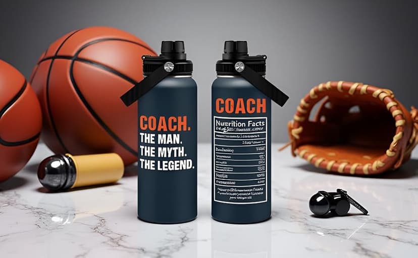 Coach Gifts - 32 Oz Coach Nutriton Facts Water Bottle, The Man The Myth The Legend - Christmas Birthday Cheer Coachs Gifts, Soccer Softball Basketball Swim Coachs Appreciation Gift for Him