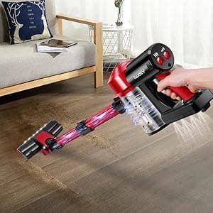 iwoly C150 Cordless Vacuum Cleaner Rechargeable with 2200mAh Detachable Battery, 18000Pa Cyclone Vacuum with HEPA Filter, Lightweight Portable Handheld Stick Vacuum for Hard Floor Car Cleaning