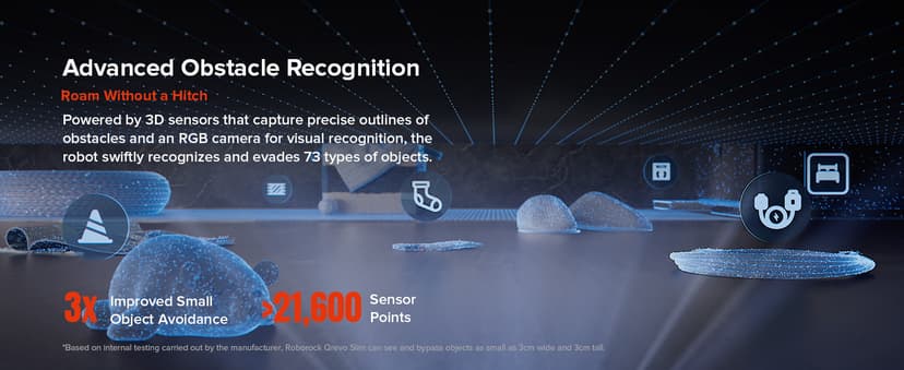 roborock Qrevo Slim Robot Vacuum and Mop Combo, 8.2cm Ultra-Slim, 3D Sensing Tech, Advanced Obstacle Recognition, 11,000Pa Suction, FlexiArm Side Brush & Mop, Auto Mop Washing & Drying, Self-Emptying