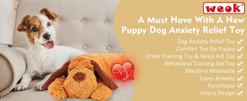 Heartbeat Puppy Toy, Comfort Cuddler Pillow, Dog Anxiety Relief Calming Aid,Heartbeat Stuffed Toy for Dogs,Puppy Heartbeat Toy Sleep Aid,Dog Heartbeat Toy for Pet