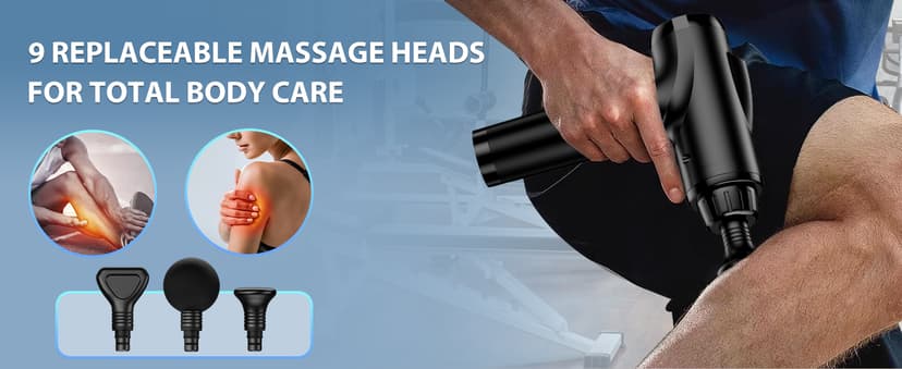 Massage Gun Deep Tissue, Handheld Electric Muscle Massager, High Intensity Percussion Massage Device for Pain Relief with 9 Attachments & 30 Speed(Black)