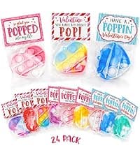 Valentines Day Gifts for Kids - 24 Pack Giant Lollipop-Shaped Stationery Set with Valentine's Cards Pencils Stickers Erasers Stampers Sharpener for Classroom Exchange School Boys Girls Party Favors