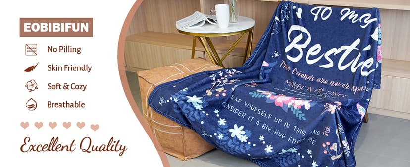 Bestie Gifts for Women on Christmas - Best Friend Blanket Gift 60 x 50 Inch - Bestie Gift, Best Friend Happy Birthday Gifts - Friendship Flannel Throw Blanket Thinking of You Far Away Gifts