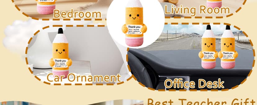 Teacher Gifts for Women Men Appreciation Thank You Gift Positive Crochet Pencil Ornaments Personalized Christmas Birthday Retirement Thanksgiving Gifts for her him Office Desk Decor Stocking Stuffers