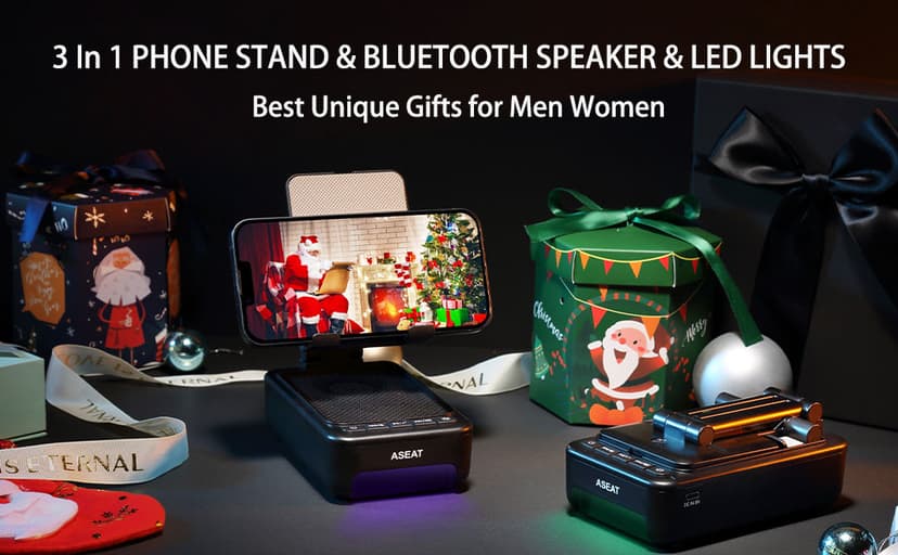 Gifts for Men Him, Cell Phone Stand with Bluetooth Speaker&Led Color Changing Light, Unique Gifts for Women Dad Her Husband, Cool Tech Gadget Wireless Speaker, Birthday Gifts for Men, Ideal Gifts