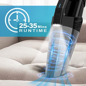 Handheld Vacuum Cordless Portable Car Vacuum with LED Light, High Power Suction, 3 in 1, Lightweight Rechargeable Hand Vacuum, Hand Held Vacuum Cleaner for Car Home Office, Pet Hair, Black