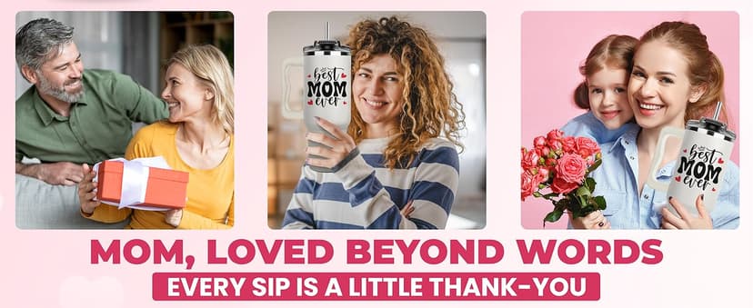 Vivulla68 Best Mom Ever Tumbler With Handle 40oz, Mommy Coffee Mug, Mama Tumblers, Momma Gift Ideas, Funny Birthday Present For Her, Cute Mother Day Gift Tumbler, Mom Cup