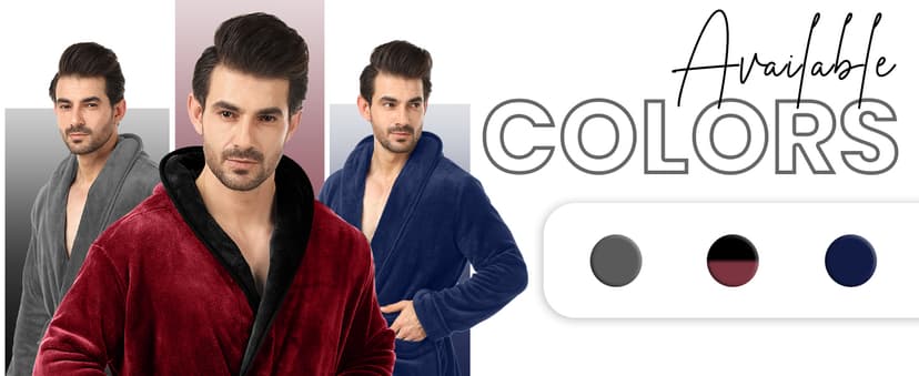 NY Threads Men's Hooded Fleece Bathrobe Plush Long Spa Robe