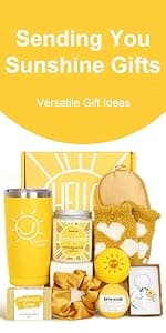 Birthday Gifts for Women, Sending Sunshine Christmas Gifts, Get Well Soon Gifts Basket Care Package Unique Spa Gifts Box with Wine Glasses for Thinking of You Her Sister Best Friend