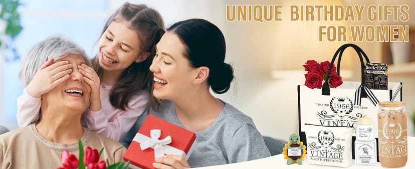 40th 50th 60th Birthday Gifts for Women Tote Bag Birthday Gifts Set for Mom Wife Sister Grandma Birthday Gifts for Her