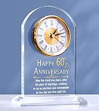 50th Anniversary Wedding Gift, Anniversary Quartz Clock, Desk Table Clock, 50 Years of Marriage, Golden Wedding for Couple, Parents, Grandparents (Wooden Base with LED Light)