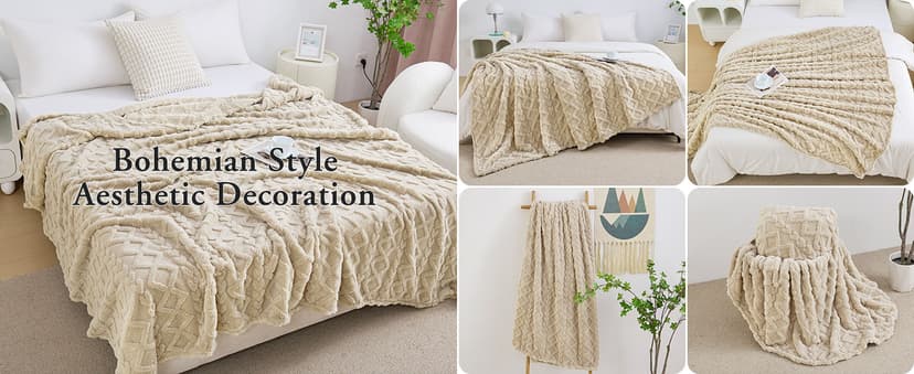 Aganear Fleece Throw Blanket - Cozy Soft Lightweight Fuzzy Throw Blanket for Women Portable Throw Blankets for Couch, Warm Present for Birthday, Christmas, Halloween, Housewarming(50"x60", Khaki)