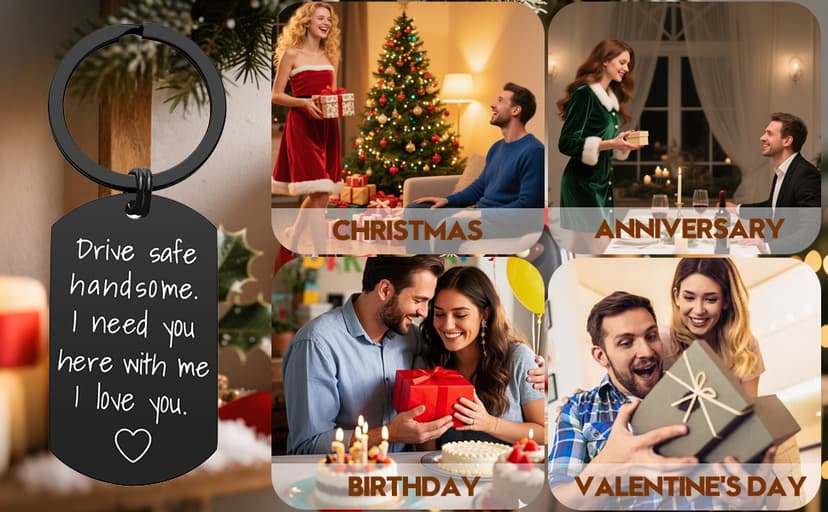 iWenSheng Drive Safe Keychain for Boyfriend - Drive Safe Handsome I Need You Here With Me Keyring Birthday Valentine’s Day Gifts for Him Boyfriend Husband Gifts