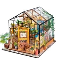 Rolife DIY Miniature House Kit Greenhouse, Tiny House Kit for Adults to Build, Mini House Making Kit with Furniture, Halloween/Christmas Decorations/Gifts for Family and Friends (Cathy's Greenhouse)