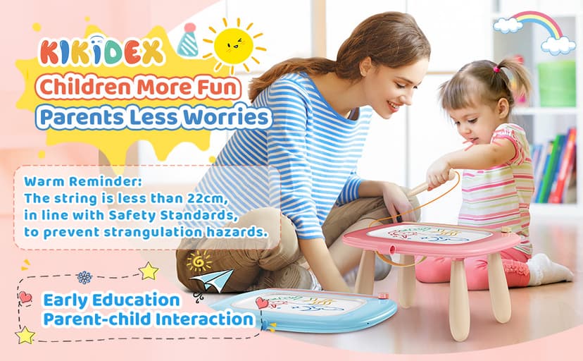Kikidex Magnetic Drawing Board, Toddler Girl Toys for 1-2 Year Old, Doodle Board Pad Learning and Educational Toys for 1 2 3 Year Old Baby Kids Birthday Gift(Soft Pink)