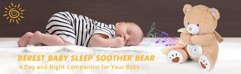 BEREST Baby Sleep Soother Bear, Mom's Heartbeat & Lullabies White Noise Machine, Nursery Decor Night Light Projector, Toddler Crib Sleeping Aid, Newborns Shower Gifts Portable Teddy