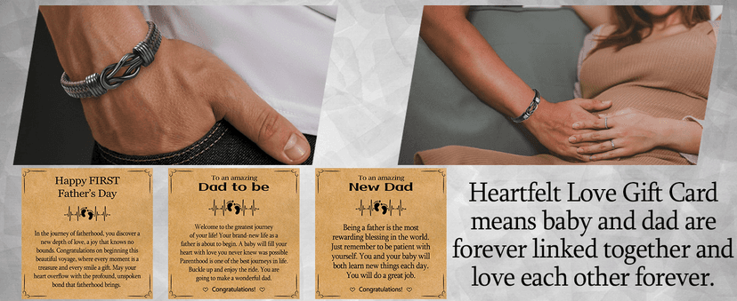 New Dad Gifts for Men, First Time Parents Gift Dad to Be Gift for Father's Day Birthday Christmas, Leather Bangle Bracelet for Daddy Him Husband