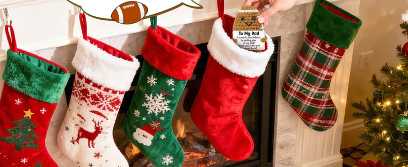 Dad Gifts from Daughter Son Wife, Positive Handmade Crochet Dad Birthday Gift, Funny Cute Small Gifts for Dads, I Love You Girl Papa Gift Idea, Unique Doll for Step-Dads Football