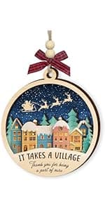 Neighbor Christmas Ornaments 2025 - Thank You Neighbor Gift, Friendship Gifts for Neighbors Friends, Bestie, BFFs - Wooden Friend Ornaments for Women, Men Hanging Christmas Decor