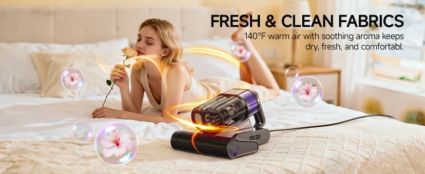 FEPPO Mattress Vacuum Cleaner, 4-in-1 Bed Vacuum Cleaner PRO, 16KPa Handheld Vacuums with 253.7nm UV-C Light, 40,000 Beats/Min Tapping, 140°F Hot Air, HEPA Filter for Bed, Sofa, Crib(Corded, 550W)