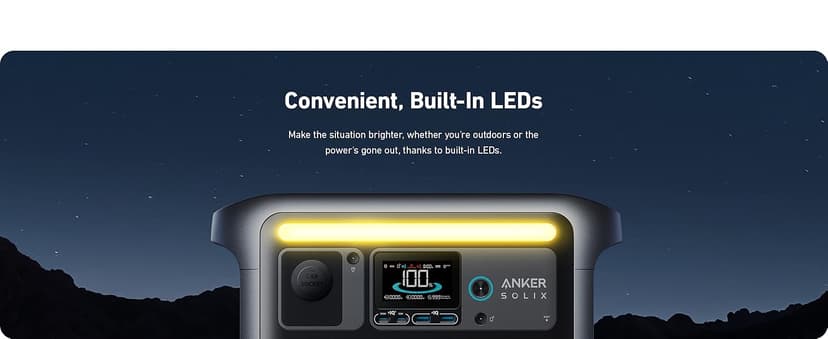 Anker SOLIX C1000 Portable Power Station with 200W Solar Panel, 1800W Solar Generator, 1056wh LFP (LiFePO4) Battery, 6 AC Outlets, Up to 2400W for Home, Power Outages, and Outdoor Camping
