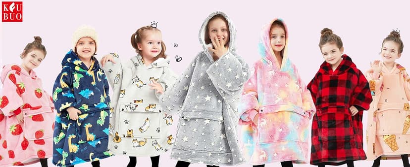 KFUBUO Wearable Blanket Hoodie for Kids Sherpa Patterns Oversized Sweatshirt Blanket With Pocket 6-10 Year Old Girl Boy Birthday Gifts Cat