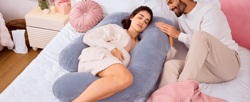 Momcozy Pregnancy Pillows for Sleeping, U Shaped Full Body Maternity Pillow with Removable Cover - Support for Back, Legs, Belly, HIPS for Pregnant Women, 57 Inch Pregnancy Pillow for Women, Grey