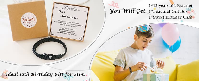 Sereney 9 10 11 12 13 15 16 18 21 30 40 50 60 Year Old Birthday Gifts for Him Boys, Handmade Triple Protection Bracelets as Adjustable National Boyfriend Day Bracelets for Boys Son Grandson Dad Man