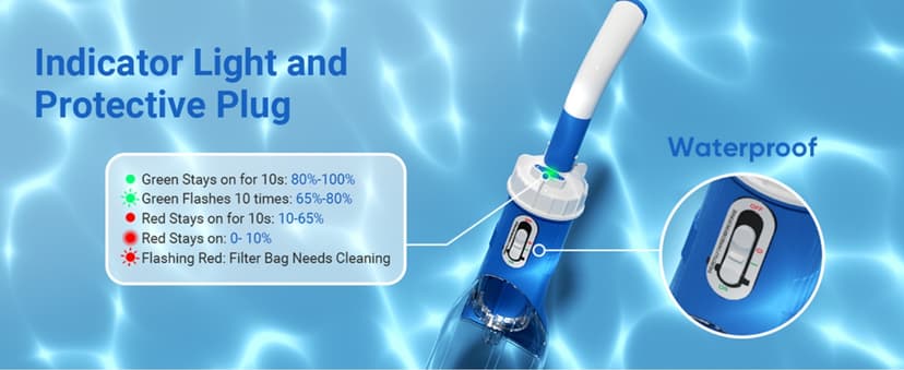 Cordless Pool Vacuum with Telescopic Pole, 18.5 GPM Powerful Suction, 1.5H Supercharge Technology, Handheld Rechargeable Pool Vacuum Cleaner for Above Ground/Inground Pools, Hot Tubs, Spas